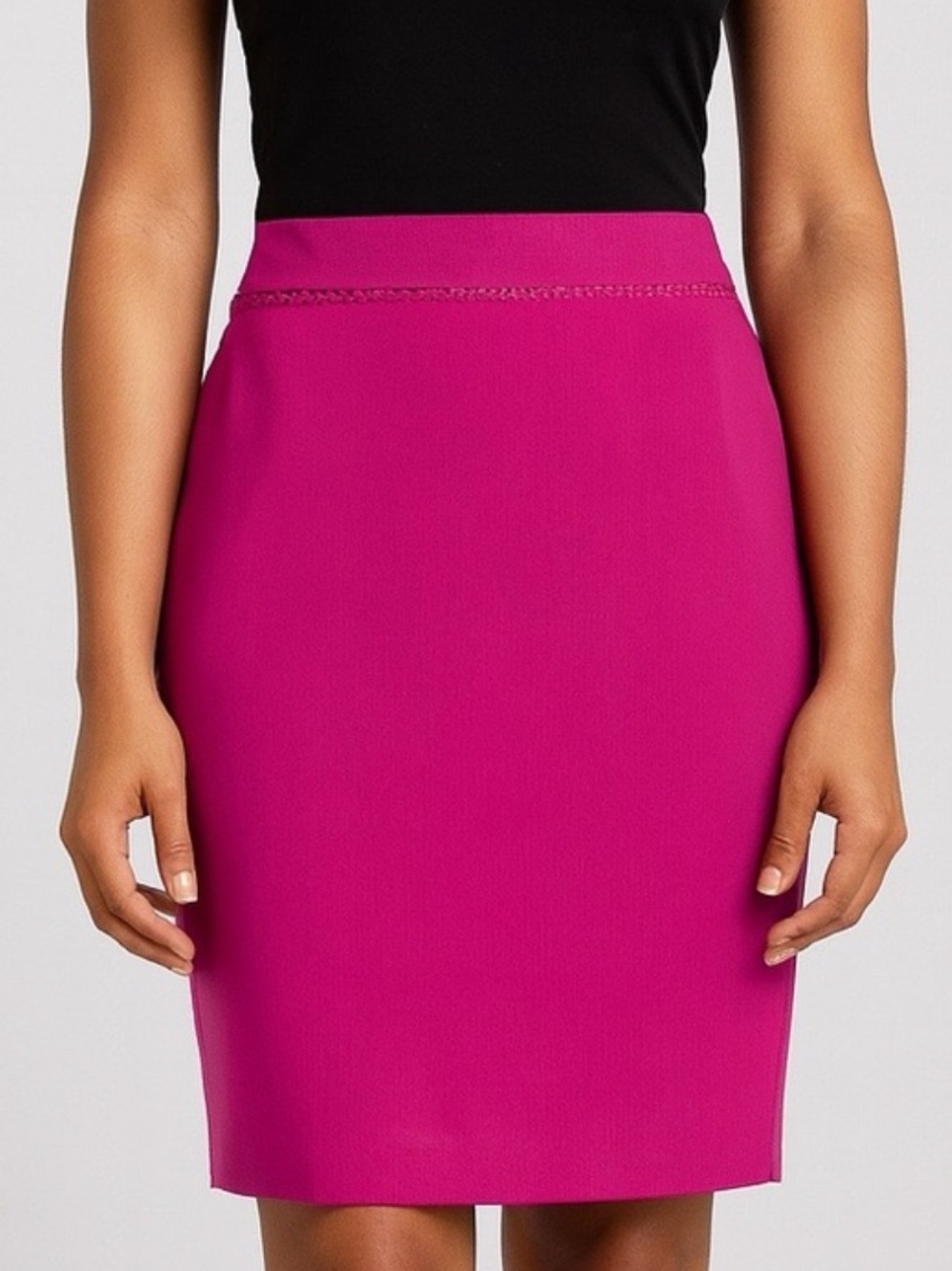 NWT Ann Taylor Pink Zigzag Trim Midi Pencil Skirt Size 6